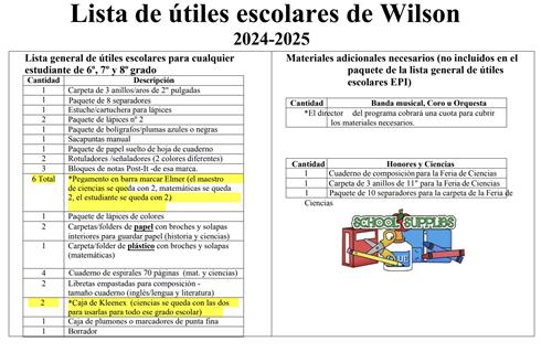 Wilson Supplies Spanish